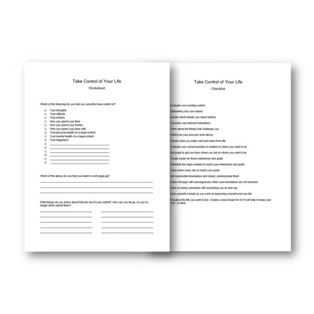 Take2 Checklist.pdf Take Control of Your Life Checklist and Worksheet