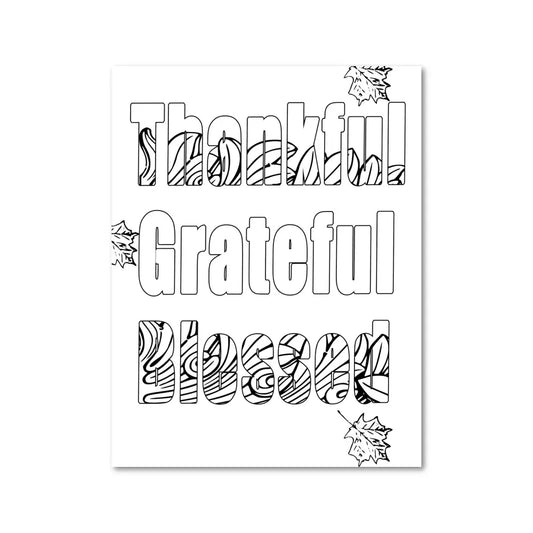 ’Thankful Grateful Blessed’ Plr Coloring Page Pages