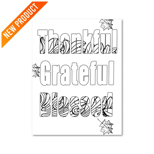 ’Thankful Grateful Blessed’ Plr Coloring Page Pages