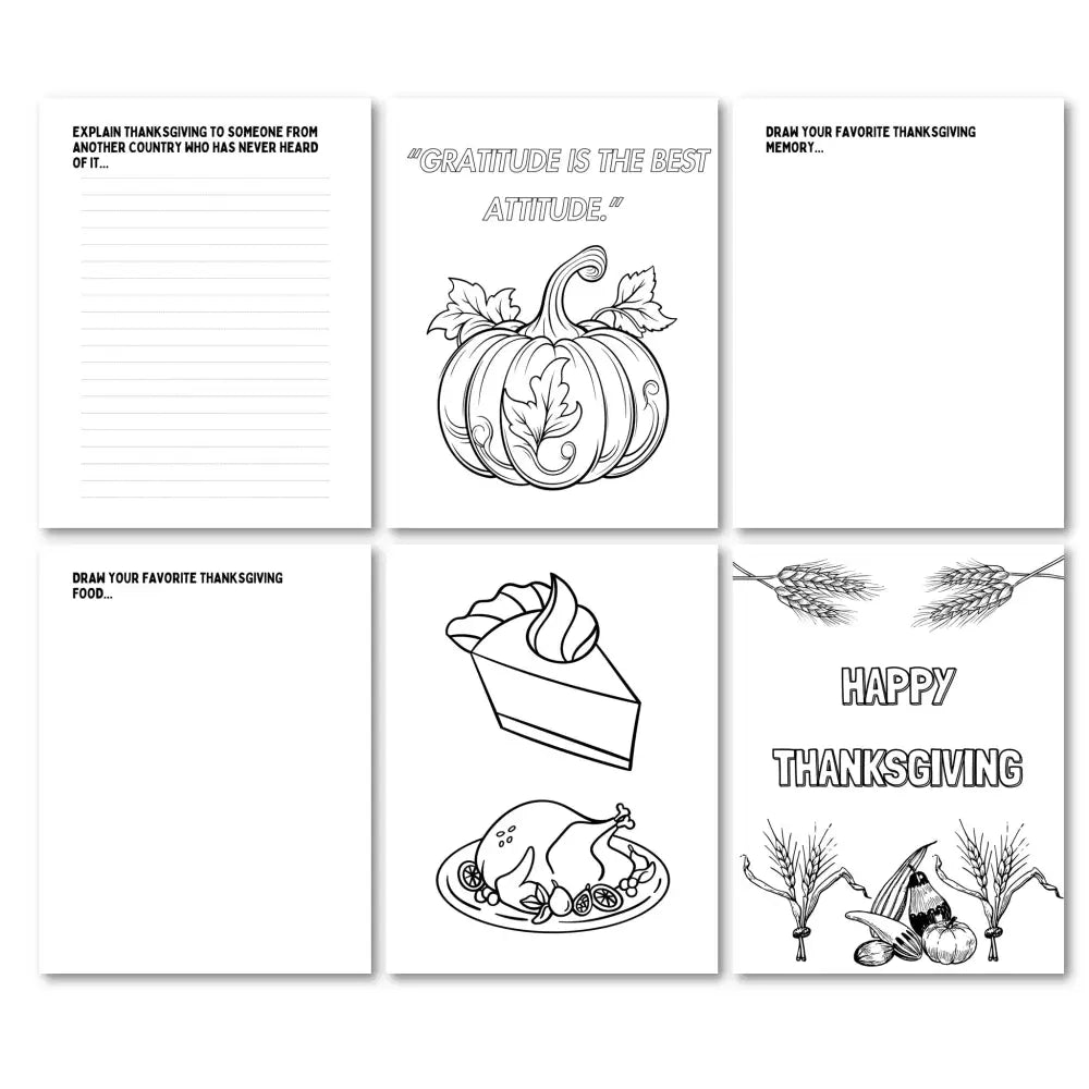 ’Thanksgiving Coloring Journal’ Kid’s Workbook - Plr Printable Journals