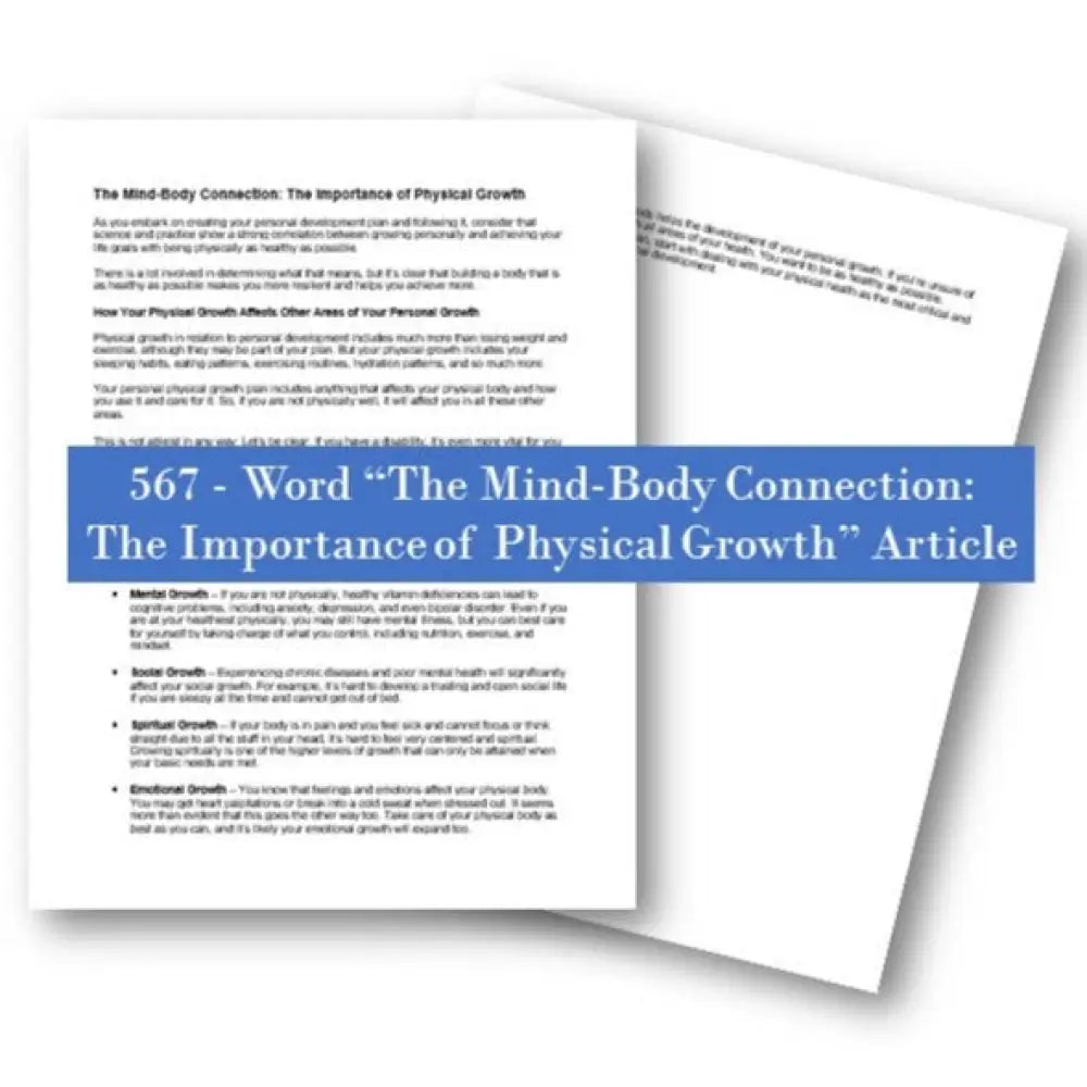 the mind-body connection: the importance of physical growth plr article