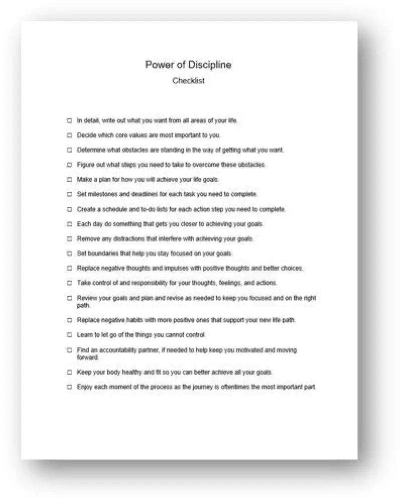 Discipline Checklist.pdf The Power of Discipline Checklist and Worksheet