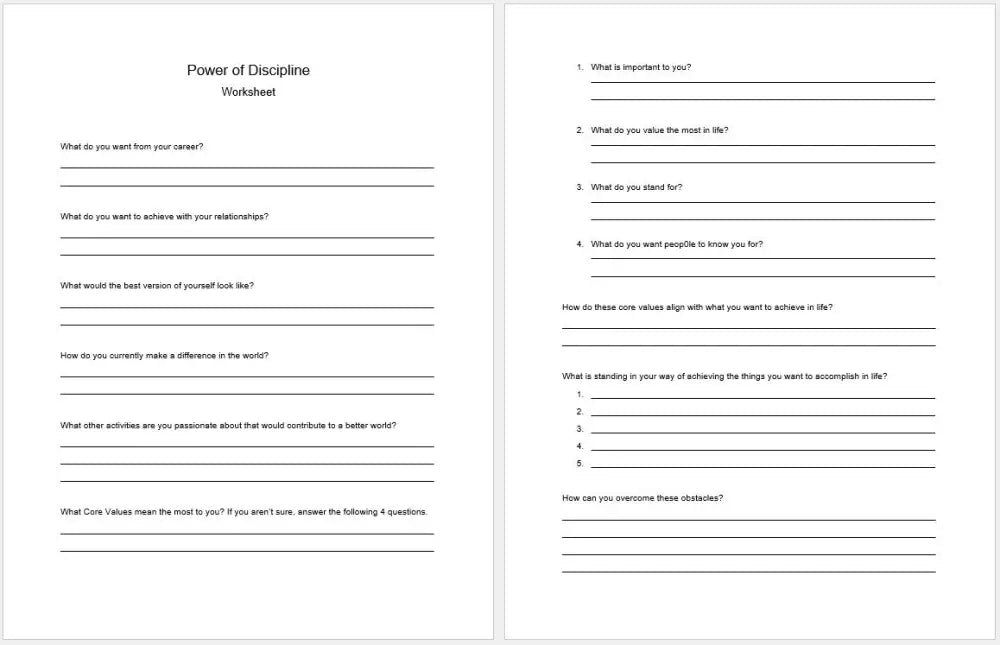 Discipline Checklist.pdf The Power of Discipline Checklist and Worksheet