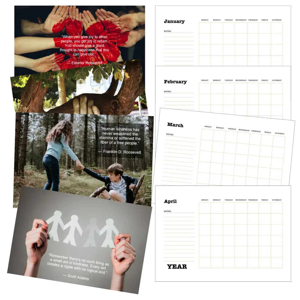 the power of kindness printable calendar plr