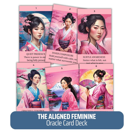 The Aligned Feminine Oracle Card Deck - PLR with Canva Template