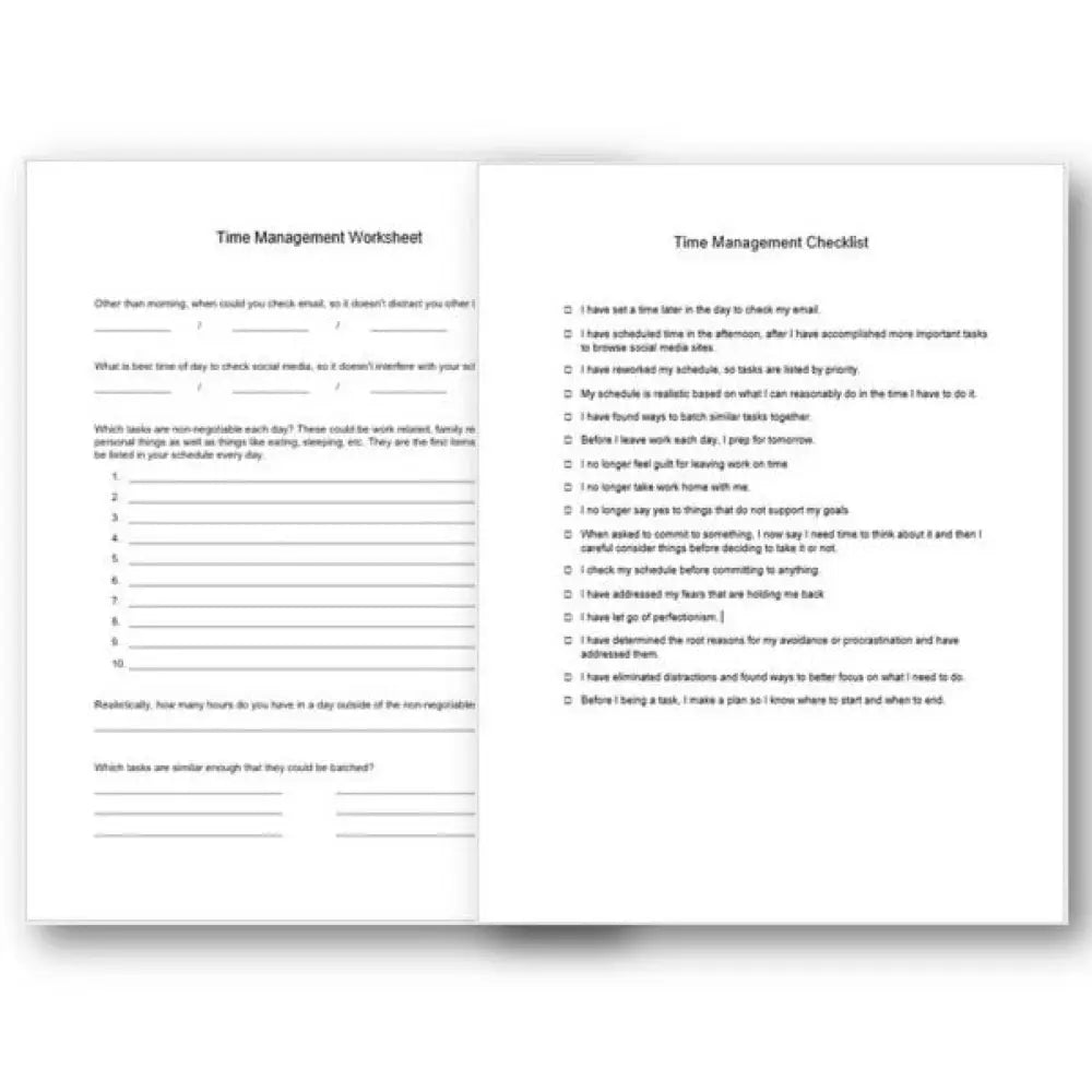 Time Management Checklist And Worksheet Printable Worksheets Checklists Plr