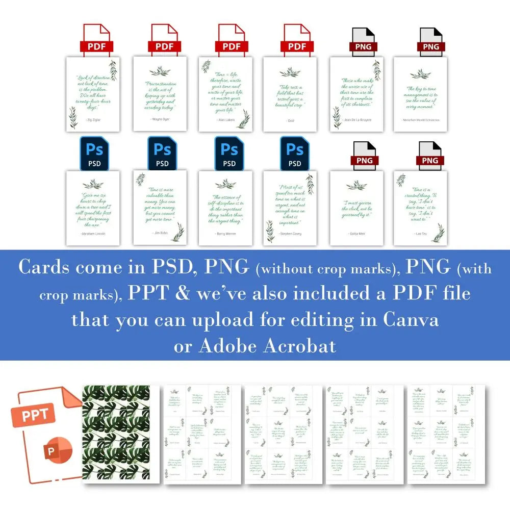 36-Card Time Management Quote - Plr Card Deck Business Templates