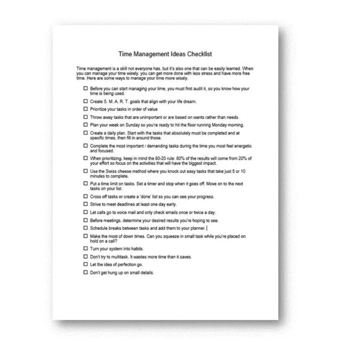 Time Management Skills PLR Checklist Worksheet time-management-skills-plr-checklist-worksheet