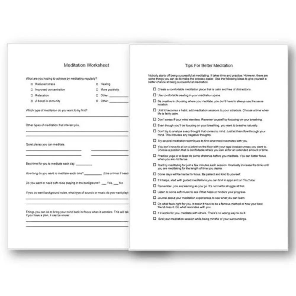 Tips For Better Meditation Checklist And Worksheet Printable Worksheets Checklists Plr