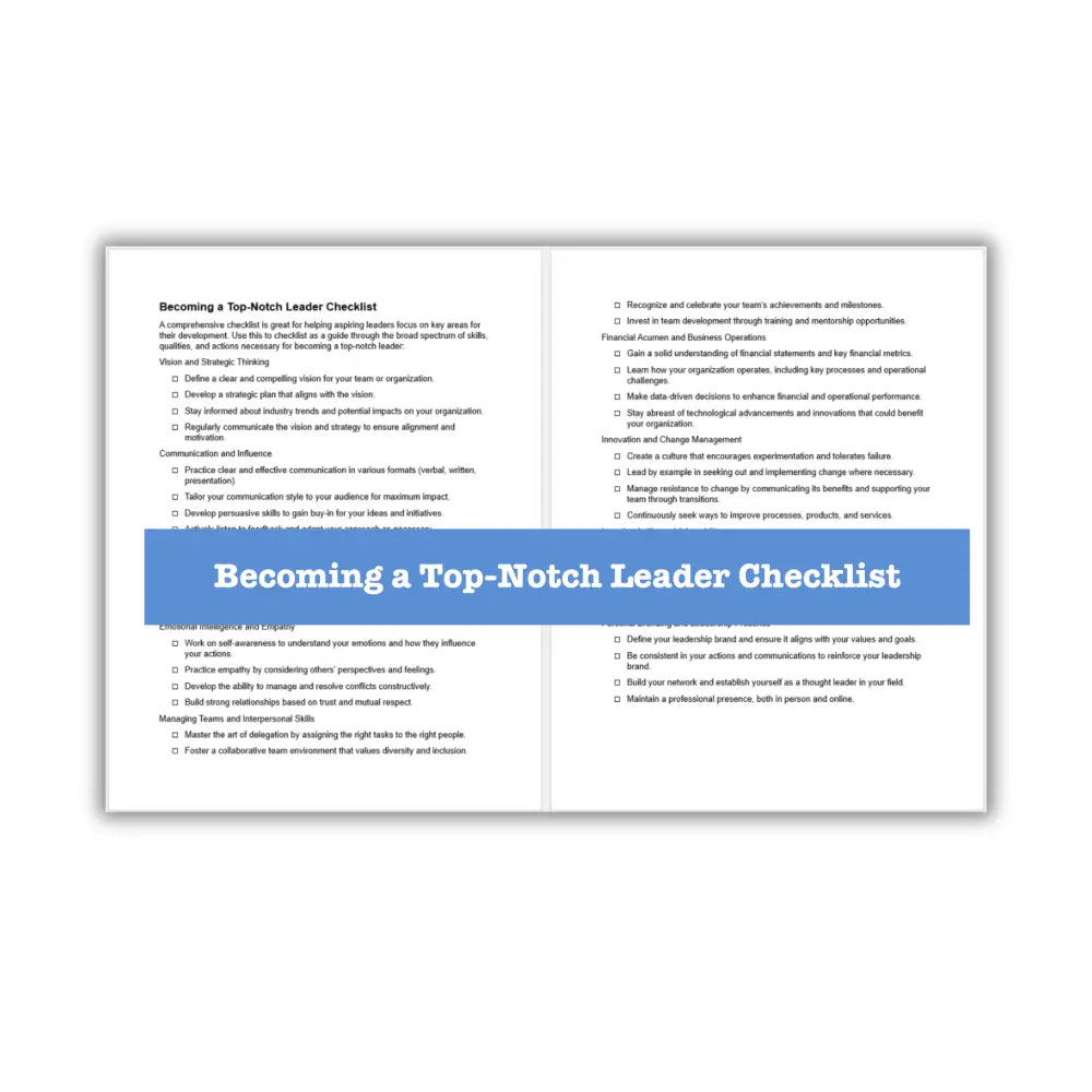 Top Notch Business Leader Guide + Templates