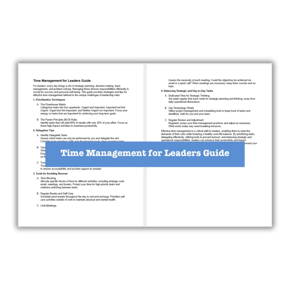 Manager's Guide Examples Top Notch Business Leader Guide + Templates