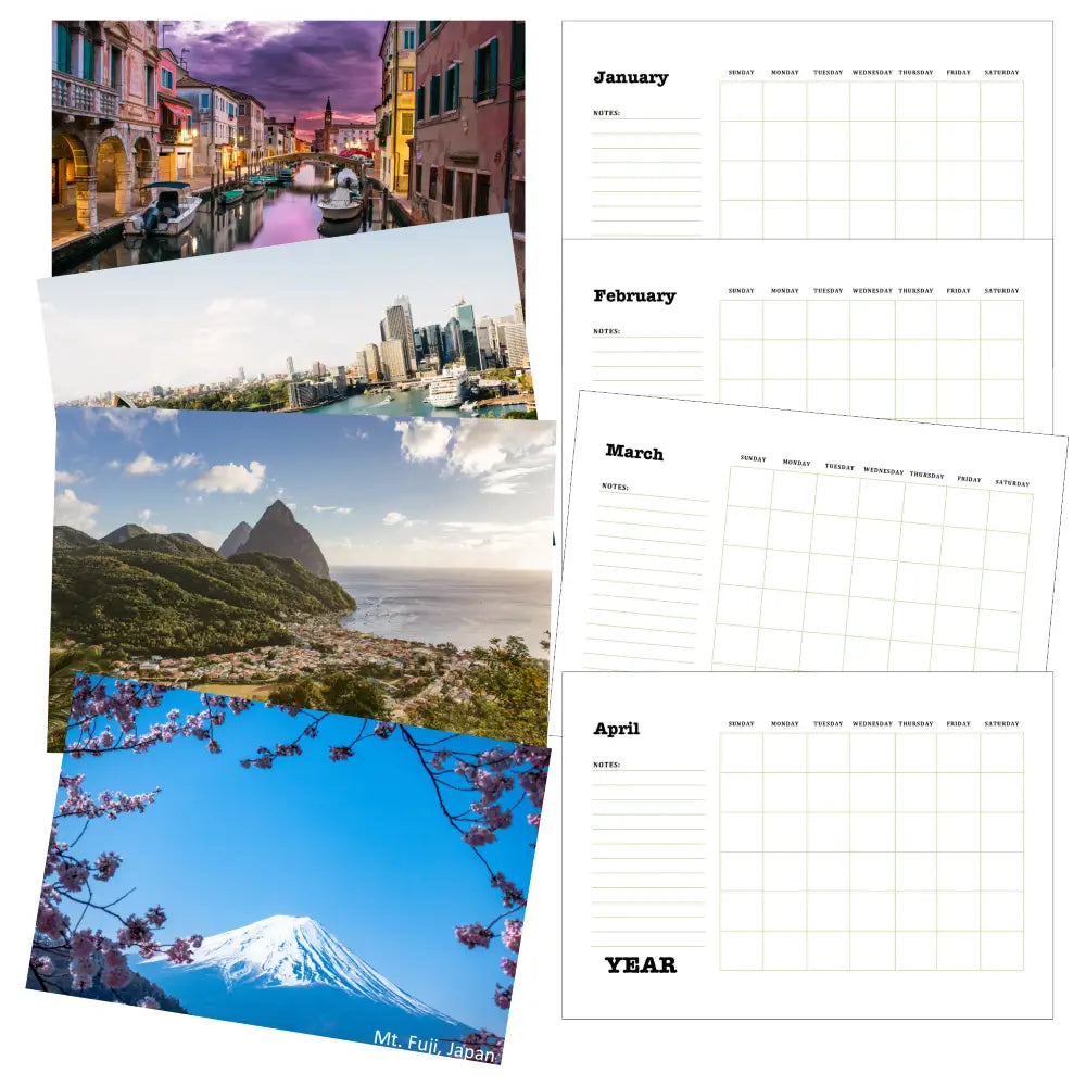 Travel Printable Calendar PLR