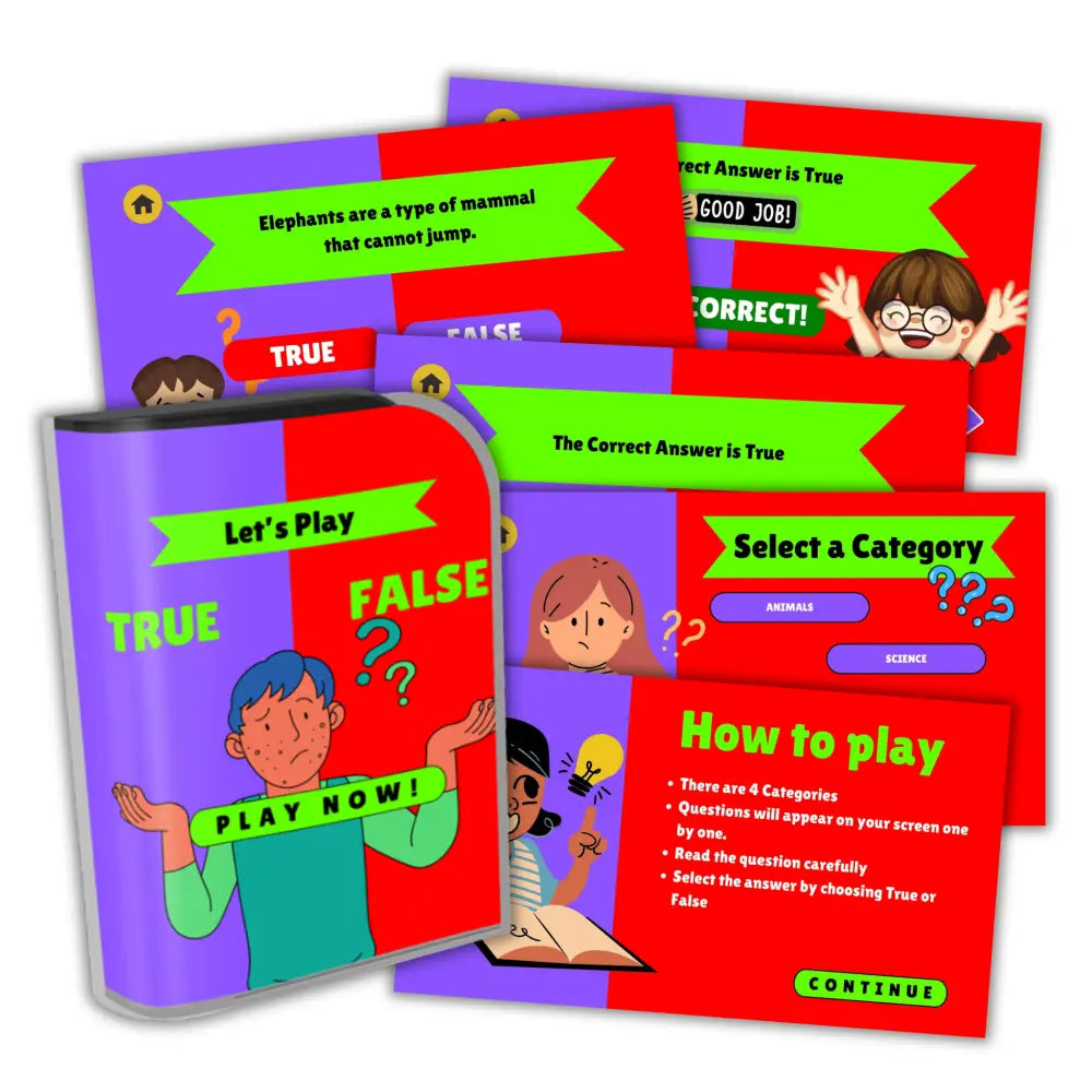 True Or False Quizzes Kid’s Game- Plr Rights Printable Journals