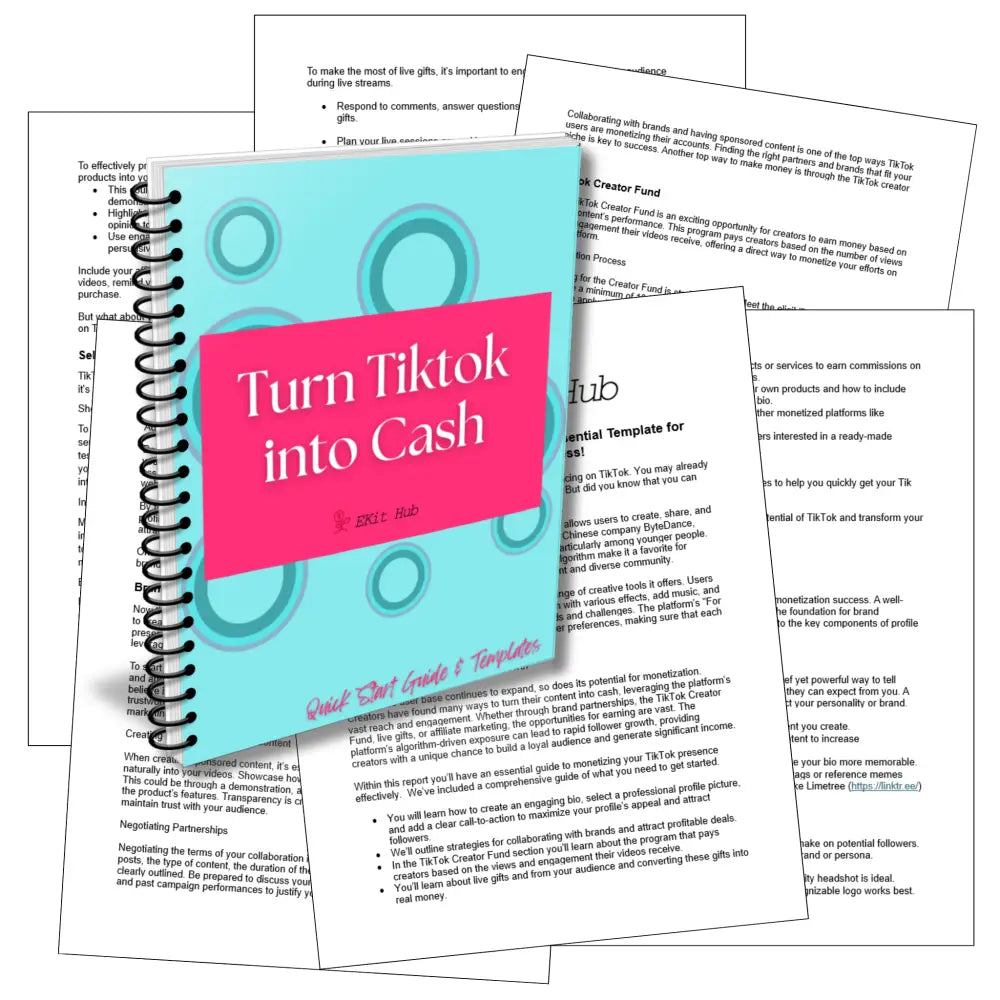 Turn Tiktok Into Cash Guide + Templates Business