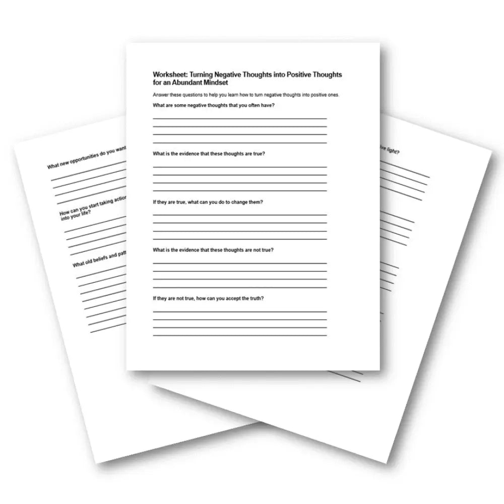 Negative Positive Cognitive Checklist.pdf Turning Negative Thoughts into Positive Thoughts PLR Checklist & Works