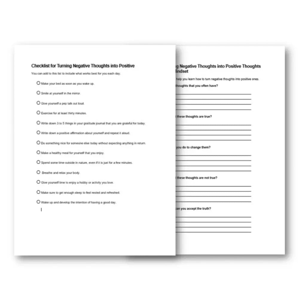 Negative Positive Cognitive Checklist.pdf Turning Negative Thoughts into Positive Thoughts PLR Checklist & Works