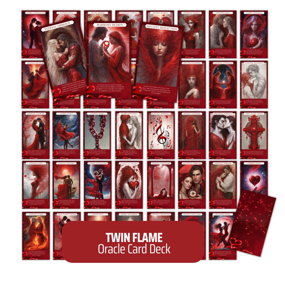 Twin Flames Oracle Card Deck - PLR with Canva Template
