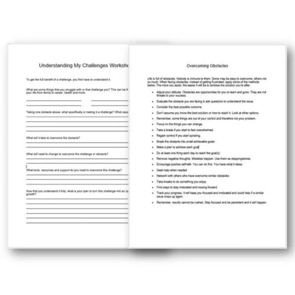 Understanding And Overcoming Challenges Checklist Worksheet Printable Worksheets Checklists Plr
