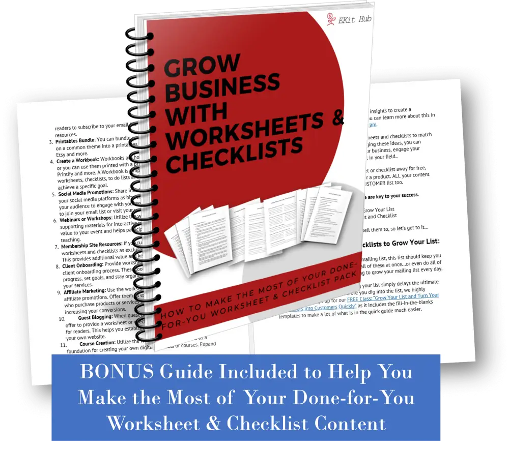 Grow Business with PLR Worksheets & Checklists - Worksheets & Checklists Guide - Free with Purchase