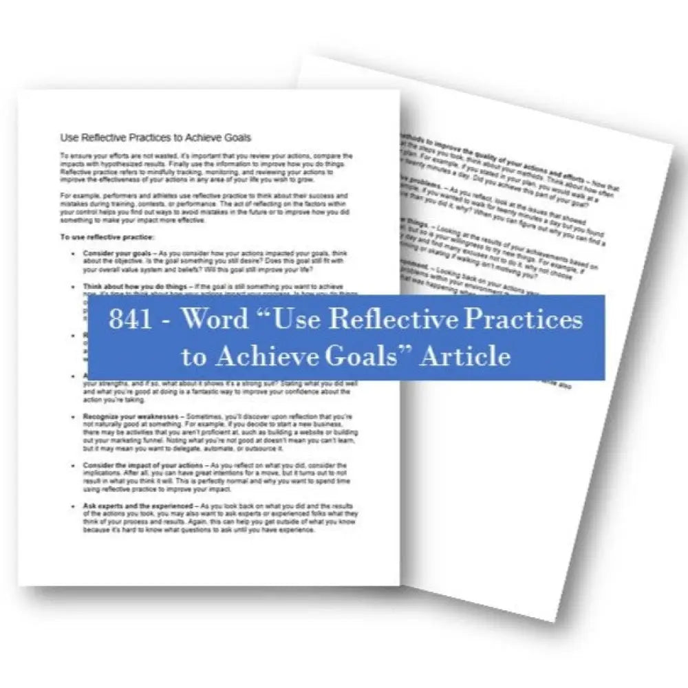 use reflective practices to achieve goals plr article