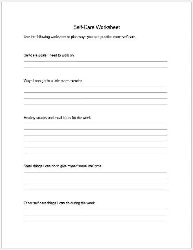 Ways To Practice More Self-Care Checklist And Worksheet Printable Worksheets Checklists Plr