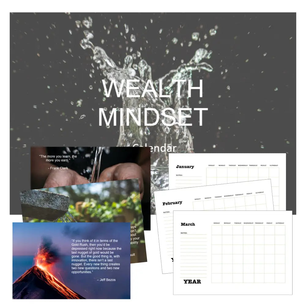 wealth mindset printable calendar plr