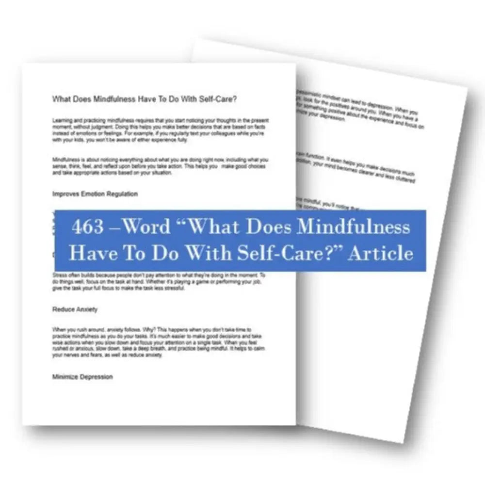 what does mindfulness have to do with self-care plr article