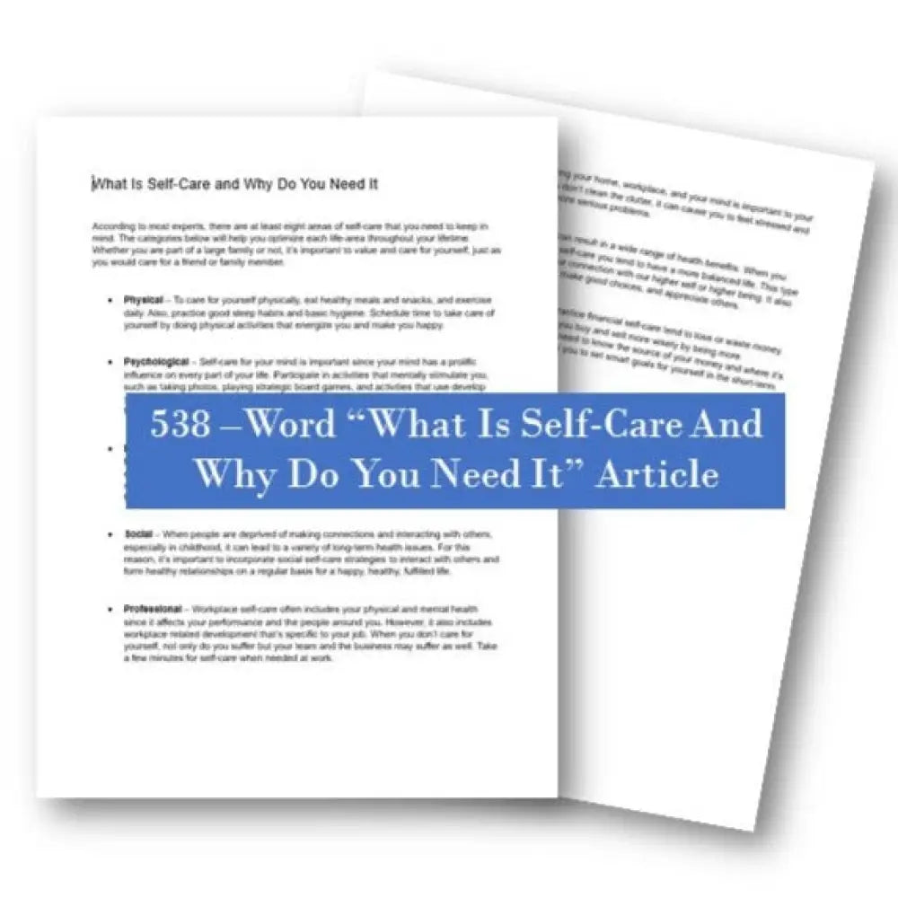 what is self-care and why do you need it plr artilce