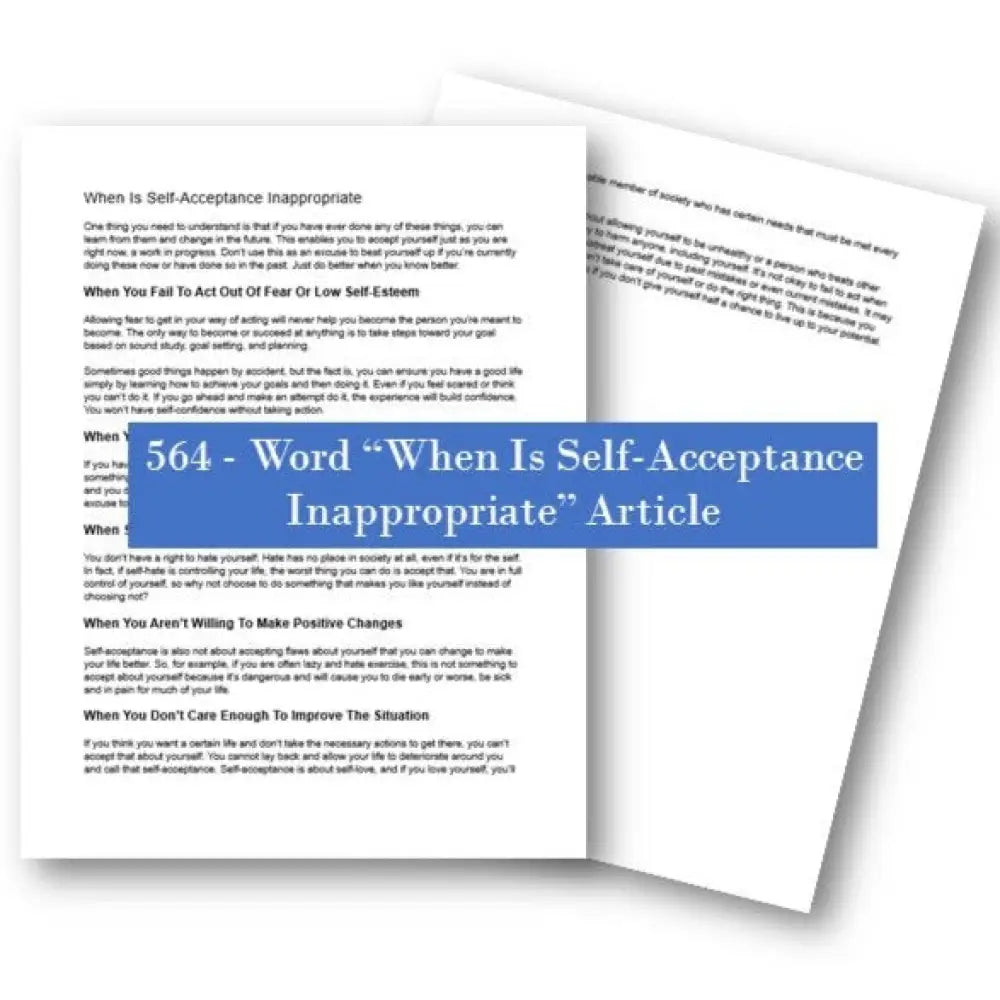 when is self-acceptance inappropriate plr article