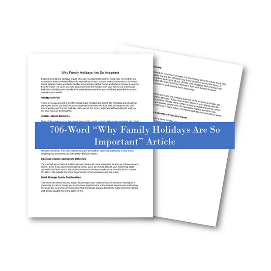 Why Family Holidays Are So Important PLR Article