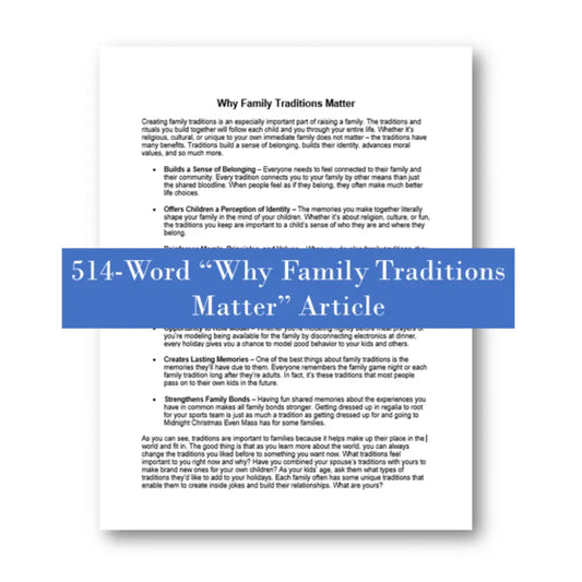 Why Family Traditions Matter PLR Article
