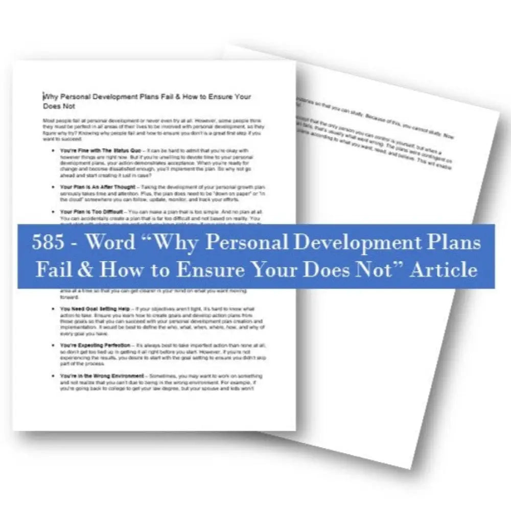 why personal development plans fail and how to ensure your does not plr article
