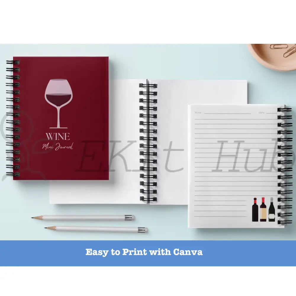 Wine Journal Template Canva Mini PLR Journal