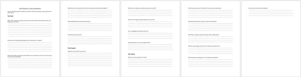 Working Through Your Past Present And Future Checklist Worksheet Printable Worksheets Checklists Plr