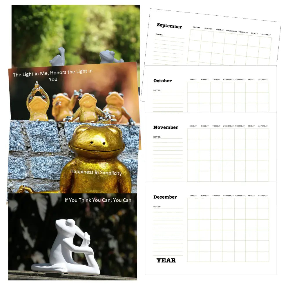 Yoga Frog Printable Calendar PLR