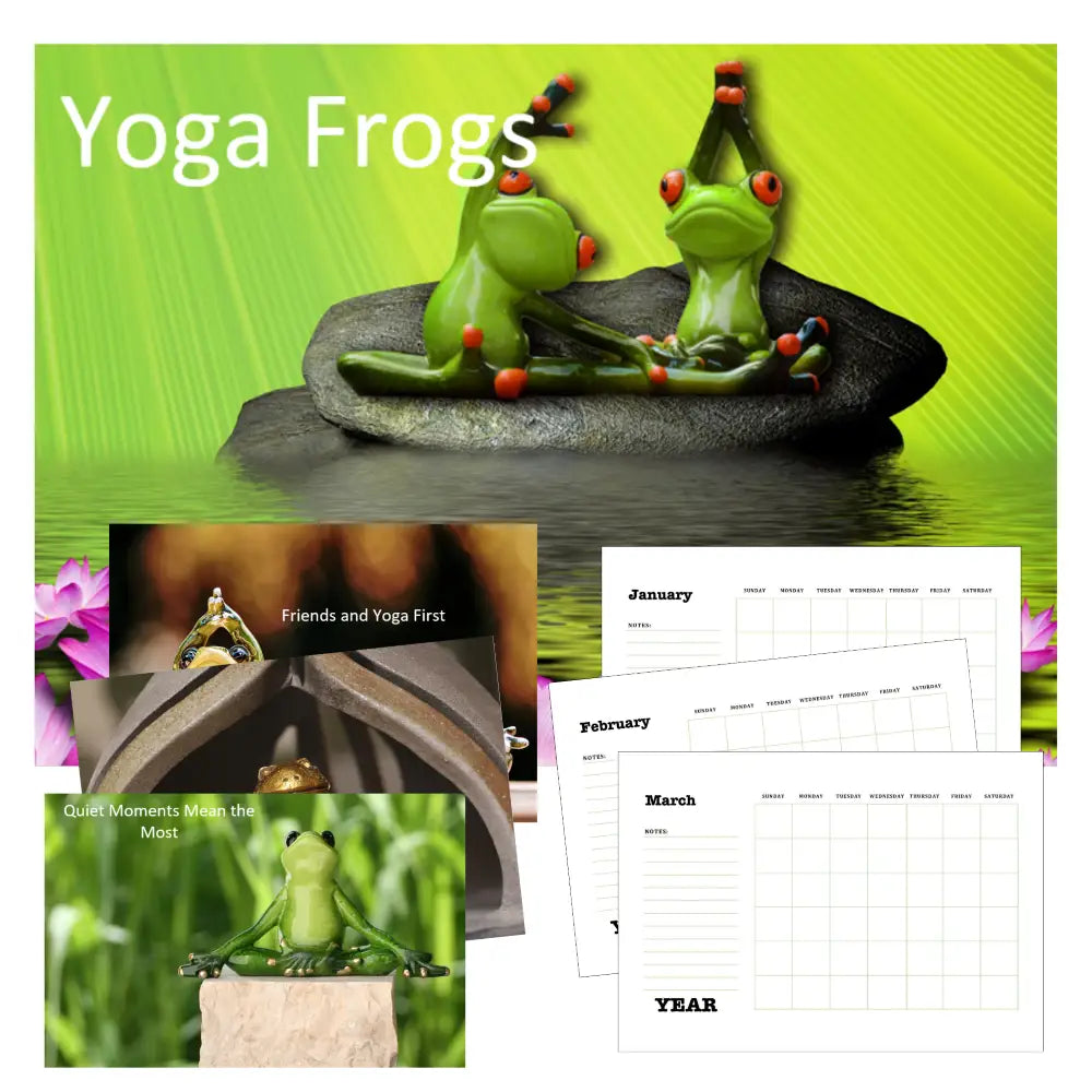 Yoga Frog Printable Calendar PLR