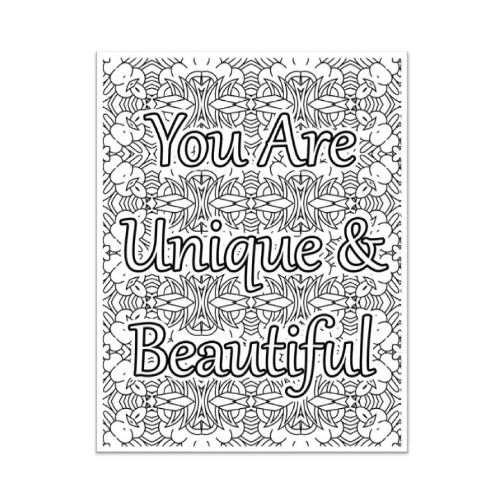 you are unique and beautiful plr coloring page